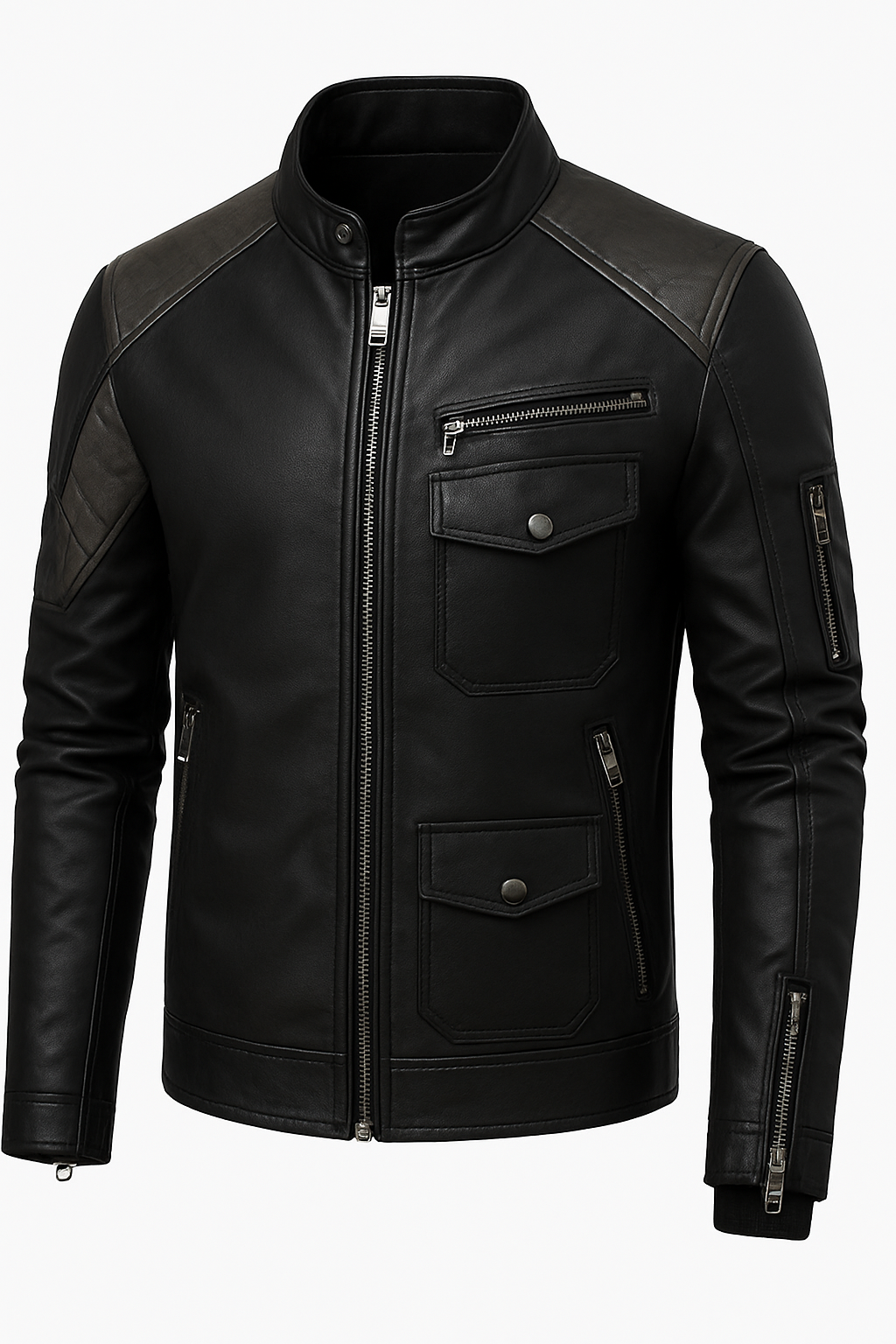 Black men's Goat leather jacket