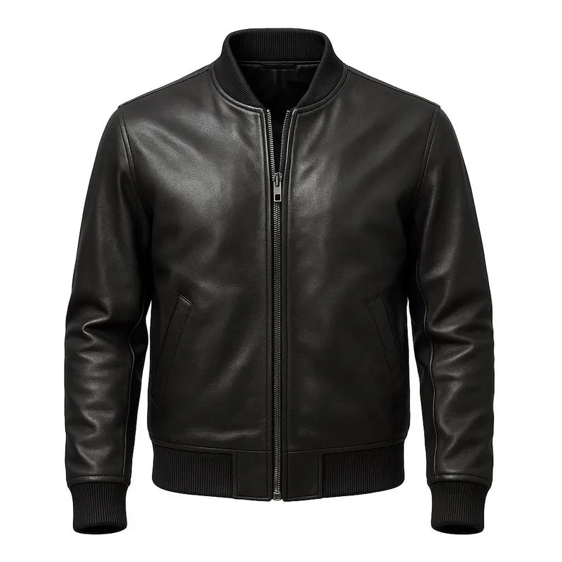 Handcrafted Men’s Genuine Leather Bomber Jacket