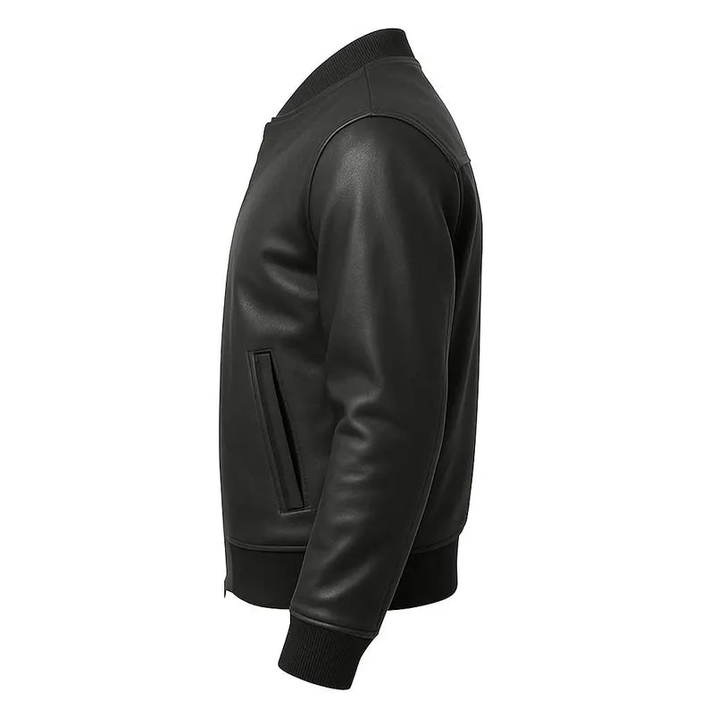Handcrafted Men’s Genuine Leather Bomber Jacket