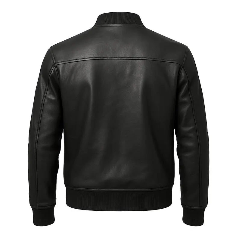 Handcrafted Men’s Genuine Leather Bomber Jacket